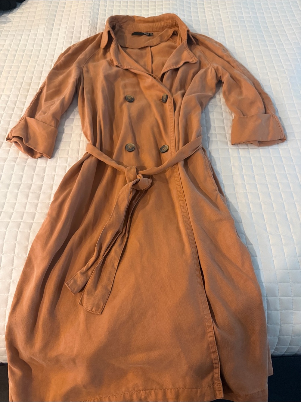 Max Jeans Double-Breasted Trench Coat in Burnt Orange
